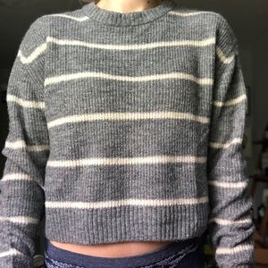 H&M Knit Sweater Gray/White Striped